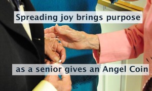 photo of older woman giving coin