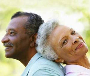 Picture of senior couple enjoying each other